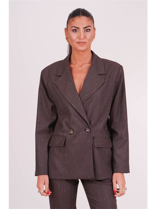 Giacca doppio petto gessata Luckylu Milano | GI80GEBROWN